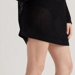 Quince Organic Cotton Open Knit Long Sleeve Cover Up Mini Dress in Black Photo 0