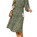 Three Bird Nest Midi Dress Long Sleeve Tiered Floral V Neck Cottagecore Green S Photo 0