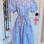 Avara Pinch Sommer Dress Midi Cherry Print Puff Sleeve Cotton New Blue Size XS Photo 3