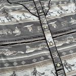 Rock & Roll Denim Western Patterned Rodeo Button Down Snap Long Sleeve Shirt XS Brown Photo 4