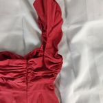 Bebe  Red One Shoulder Romper Photo 5