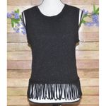 Endless Rose Anthropologie Sz L Black Metallic Loop Fringe Mini Skirt & Tank Top Photo 3