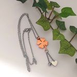 Stainless Rose Gold Plated 4 Leaf Clover Dangle Pendant Necklace Photo 0