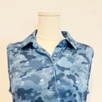 G/Fore Womens Skull Icon Camo Sleeveless Polo Golf Top Blue Logo Outdoors Large Photo 1