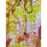 Floral Print Blouse Yellow Orange White Tie Neck Short Sleeve Top size L Size L Photo 1