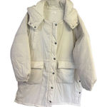 POL Womans Hooded Cream Lightweight Oversized Winter Puffer Jacket Sz L NWOT * Photo 0