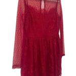 EXPRESS  red lace fairy skater tulle floral long sleeve dress size 10 Photo 3