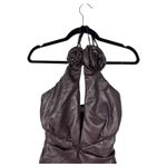 House Of CB Olivia Vegan Leather Mini Dress Bitter Chocolate Rosette Small Photo 4