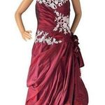 Burgandy Ball Gown Sweetheart Beading Long Taffeta Quinceanera Dress size Medium Photo 2