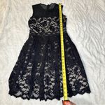 Badgley Mischka  Size 4 Black Lace Mesh Mini Dress Wedding Prom Cocktail Coquette Photo 3