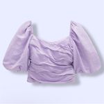 ZARA  purple ruffle puff sleeve crop top with side zipper Photo 1