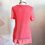 Coral Crochet Knit Top, Boho, Resortwear, Beachcore, Coastal Grandmother,‎ Small Orange Size M Photo 2