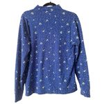 Lands' End  Blue Winter Holiday Scene Relaxed Fit Mock Neck Shirt Women’s Medium Photo 1