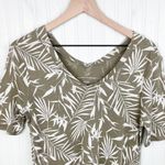 J.Jill Pima Cotton Double V Elbow Sleeve Tunic Top Green Tropical Print Small Photo 3
