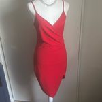 Windsor  Asymmetrical Faux Wrap Red Special Occasion Party Mini Dress Photo 8