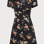 Rihoas Black V Neck Floral Button Up Mini Dress Size M Photo 1