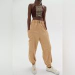 Urban Outfitters  Isla Slouchy Linen Jogger Cargo Pants Large High Waist Photo 1