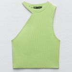 ZARA NWT ASYMMETRIC GREEN RIBBED CROP TOP BLOGGERS FAV Large Photo 0