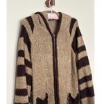 Handmade Vintage 100% Pashmina Brown Striped Knit Boucle Full Zip Poncho Sweater OSFM Photo 1