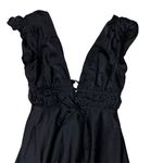 Lulus NWOT  Women's I'm All Yours Black Satin Cutout Ruffled Maxi Dress M Formal Photo 4