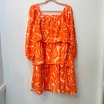 Who What Wear NWT Orange Palm leaf Balloon Long Sleeve Dress Sz XS. Photo 2