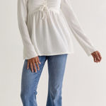 Francesca’s Dainty Cinched Front Rib Knit Blouse Photo 0