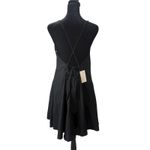 A New Day Black Mini Dress Open Back Size M Linen Blend Flowy Strappy NEW Photo 3