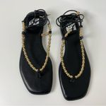 Dolce Vita Black Gold Beaded Lace Up Gladiator Flat Sandals Size 9.5 NEW IN BOX Photo 6