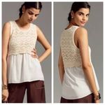 Anthropologie By  Layered cream off white layered crochet sweater Tank medium Photo 0