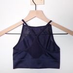 Aerie High Neck Sports Bra Top with Mesh Racerback Adjustable Navy size S Photo 2
