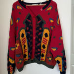 Vintage R.T.W. (Ready to Wind Down) Chunky Knit Cardigan XL – Ramie/Cotton Red Photo 0