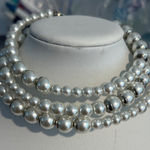 Cato Faux Pearl Memory Wire Choker Necklace Silver Tone Layered Adjustable Photo 0