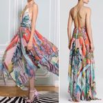 Alice + Olivia x Lola Schnabel Orly Handkerchief Maxi Dress Size 2 Watercolor Photo 1