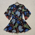 Alice + Olivia Cay Alder Floral Batwing Dolman Sleeves Mini Dress Size S Photo 2