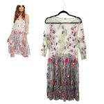 Free People  Sheer Embroidered Floral Butterfly Long Sleeve Dress Size Small Photo 1