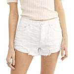 Free People We the  Womens Distressed Denim Shorts‎ Stretch Pure White Size 31 Photo 0