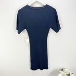 Good American  Plaited Ribbed Mini Dress Navy Size 2 Medium NWT Photo 6