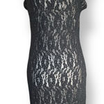 Vintage 90s Express Black Lace Slip Dress Nude Lined USA Made Medium Romantic Photo 0