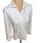 Thalian Women's Classic White Cotton Button Down Shirt Size 10 Long Sleeve Photo 6
