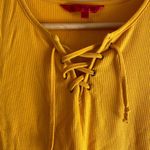 Hot Kiss Mustard Tie-Up Crop Top Photo 2