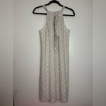 Charlie Paige Tan Polka Dot Halter Dress Linen Blend Tie Back Small Photo 3