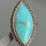 Sterling Silver 925 NK THAILAND Marcasite Turquoise Ring Sz 7.5 Western Blue Photo 0