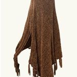 Handmade Brown Knitted Shawl Wrap Fringe Edges One Size Casual Winter Nights Photo 1