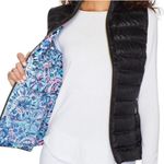 Lilly Pulitzer Elana Puffer Down Vest Black Medium Women's Quilted Zip Up EUC Photo 0
