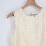 J.Crew NEW Textured Tweed Belted Sheath Dress Fringe Sleeveless Ivory Size 12 Photo 2