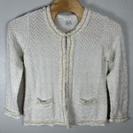 Chico's  Womens Size 3/XL Ivory Metallic Cardigan Jacket Chain Detail Cotton Blend Photo 0