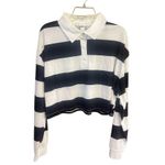 Charlotte Russe  Collard Stripped Crop Top Sz XL Black/Ivory NWT Photo 0