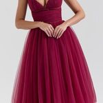 House Of CB NET  S Countess Cabernet Tulle Midi Dress Photo 0
