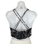 ZARA Women's Black Satin Sleeveless Animal Print Crossback Crop Tank Top Size M Photo 2