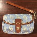 Dooney & Bourke Signature Blue Monogram Denim Detachable Strap Wristlet Wallet Photo 0